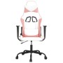 Silla gaming cuero sintético blanco y rosa