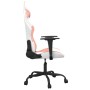 Silla gaming cuero sintético blanco y rosa