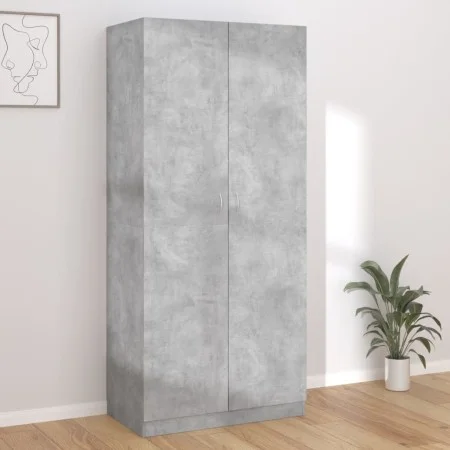 Armario de madera contrachapada gris hormigón 90x52x200 cm de vidaXL, Armarios roperos - Ref: Foro24-800634, Precio: 165,59 €...