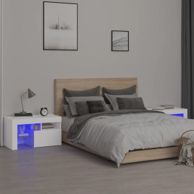 Bedside tables with LED lights 2 pcs white 70x36.5x40cm by vidaXL, Nightstands - Ref: Foro24-3152770, Price: 106,67 €, Discou...