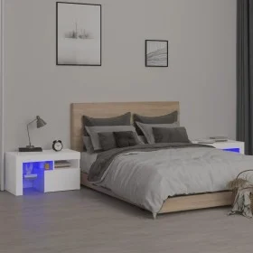 Bedside tables with LED lights 2 pcs white 70x36.5x40cm by vidaXL, Nightstands - Ref: Foro24-3152770, Price: 130,63 €, Discou...