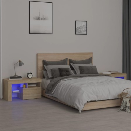Nachttische mit LED-Leuchten 2 Stk. Sonoma-Eiche 70x36,5x40cm von vidaXL, Nachttische - Ref: Foro24-3152772, Preis: 116,23 €,...