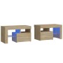 Bedside tables with LED lights 2 pcs Sonoma oak 70x36.5x40cm by vidaXL, Nightstands - Ref: Foro24-3152772, Price: 116,23 €, D...
