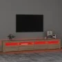 TV cabinet with LED lights Sonoma oak 240x35x40 cm by vidaXL, TV Furniture - Ref: Foro24-3152764, Price: 153,45 €, Discount: %