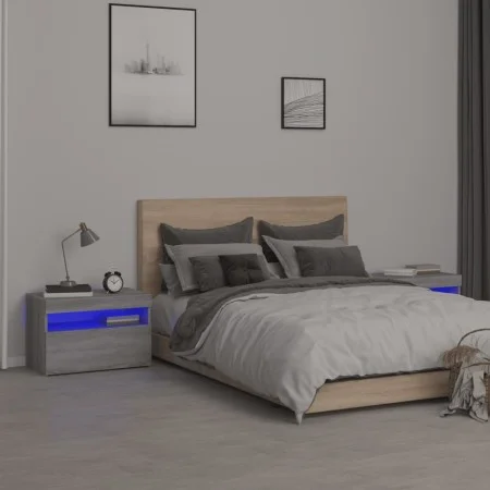 Bedside tables with LED lights 2 pcs sonoma gray 60x35x40 cm by vidaXL, Nightstands - Ref: Foro24-3152829, Price: 74,86 €, Di...
