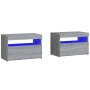 Bedside tables with LED lights 2 pcs sonoma gray 60x35x40 cm by vidaXL, Nightstands - Ref: Foro24-3152829, Price: 78,03 €, Di...