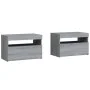 Mesitas de noche con luces LED 2 uds gris sonoma 60x35x40 cm de vidaXL, Mesitas de noche - Ref: Foro24-3152829, Precio: 74,85...