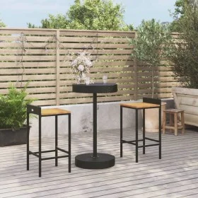 Bartisch und Gartenhocker 3 Stück Akazienholz PE Rattan schwarz von vidaXL, Gartensets - Ref: Foro24-3187714, Preis: 174,26 €...