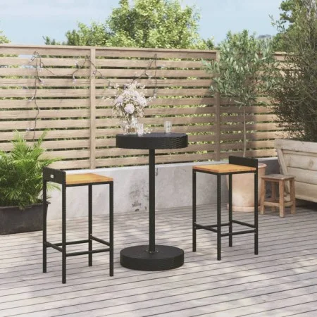 Bar table and garden stools 3 pieces acacia wood PE rattan black by vidaXL, Garden sets - Ref: Foro24-3187714, Price: 174,17 ...