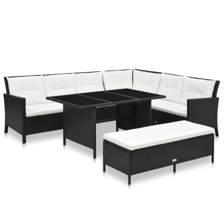 3-piece garden furniture set with black synthetic rattan cushions by vidaXL, Garden sets - Ref: Foro24-48154, Price: 704,66 €...