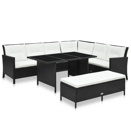 3-piece garden furniture set with black synthetic rattan cushions by vidaXL, Garden sets - Ref: Foro24-48154, Price: 692,89 €...