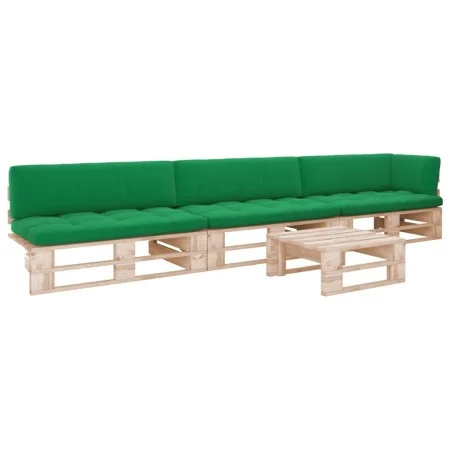 4-teiliges Palettenmöbel und imprägnierte Kiefernholzkissen von vidaXL, Gartensets - Ref: Foro24-3066750, Preis: 384,03 €, Ra...