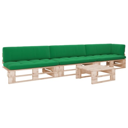 4-teiliges Palettenmöbel und imprägnierte Kiefernholzkissen von vidaXL, Gartensets - Ref: Foro24-3066750, Preis: 416,26 €, Ra...