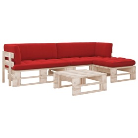 4-teiliges Palettenmöbel und imprägnierte Kiefernholzkissen von vidaXL, Gartensets - Ref: Foro24-3066823, Preis: 364,16 €, Ra...