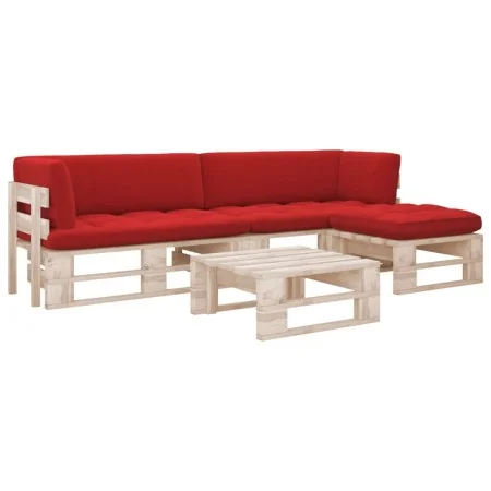 4-teiliges Palettenmöbel und imprägnierte Kiefernholzkissen von vidaXL, Gartensets - Ref: Foro24-3066823, Preis: 329,07 €, Ra...