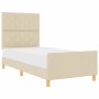 Estructura de cama con cabecera Crema 90 x 200 cm tela
