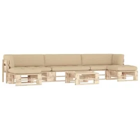 6-piece pallet furniture and impregnated pine wood cushions by vidaXL, Garden sets - Ref: Foro24-3066964, Price: 522,13 €, Di...