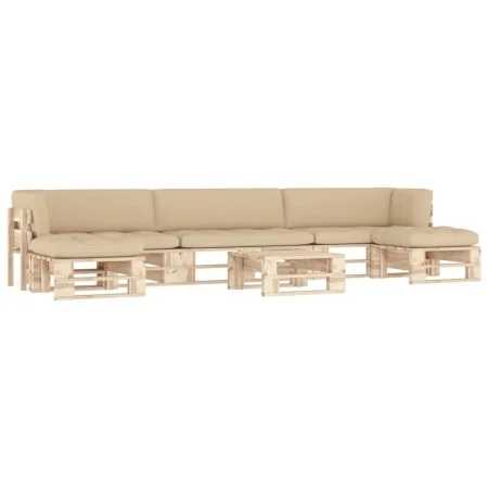6-teiliges Palettenmöbel und imprägnierte Kiefernholzkissen von vidaXL, Gartensets - Ref: Foro24-3066964, Preis: 532,19 €, Ra...