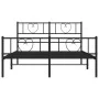 Black metal headboard and footboard bed frame 140x190 cm by vidaXL, Beds and slatted bases - Ref: Foro24-355481, Price: 117,6...
