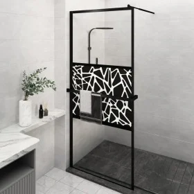 Duschwand mit ESG-Glasablage und schwarzem Aluminium 100x195cm von vidaXL, Duschwände und Duschwände - Ref: Foro24-3185476, P...