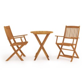 Folding bistro table and chairs 3 pieces solid acacia wood by vidaXL, Garden sets - Ref: Foro24-43381, Price: 154,75 €, Disco...