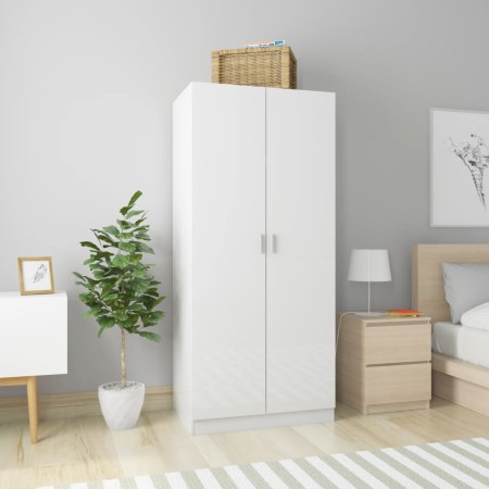 Weißer glänzender Sperrholzschrank 80x52x180 cm von vidaXL, Kleiderschränke - Ref: Foro24-800627, Preis: 164,68 €, Rabatt: %