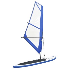 Tabla de paddle surf inflable con vela azul y blanca