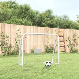 Fußballtor mit Stahl- und weißem Polyesternetz, 125 x 96 x 60 cm von vidaXL, Fußballtore - Ref: Foro24-93732, Preis: 53,30 €,...