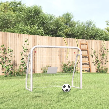 Fußballtor mit Stahl- und weißem Polyesternetz, 125 x 96 x 60 cm von vidaXL, Fußballtore - Ref: Foro24-93732, Preis: 49,91 €,...