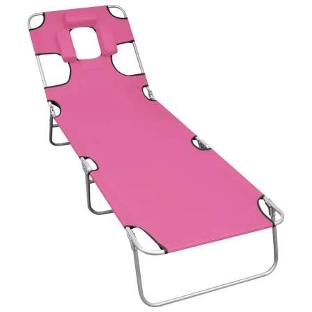 Folding lounger with head cushion magenta pink steel by vidaXL, Loungers - Ref: Foro24-310333, Price: 75,83 €, Discount: %