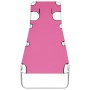 Folding lounger with head cushion magenta pink steel by vidaXL, Loungers - Ref: Foro24-310333, Price: 94,60 €, Discount: %