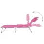Folding lounger with head cushion magenta pink steel by vidaXL, Loungers - Ref: Foro24-310333, Price: 75,83 €, Discount: %