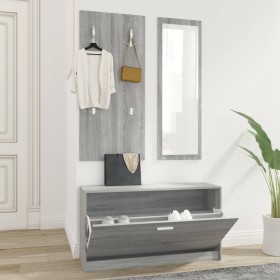 Set de mueble zapatero 3 en 1 madera contrachapada gris Sonoma