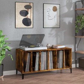 Mueble discos madera contrachapada roble ahumado 100x38x48 cm