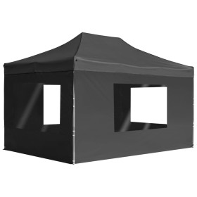 Carpa plegable con paredes aluminio gris antracita 4,5x3 m