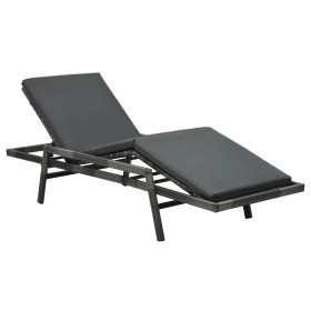 Garden lounger with gray synthetic rattan cushion by vidaXL, Loungers - Ref: Foro24-48147, Price: 157,02 €, Discount: %