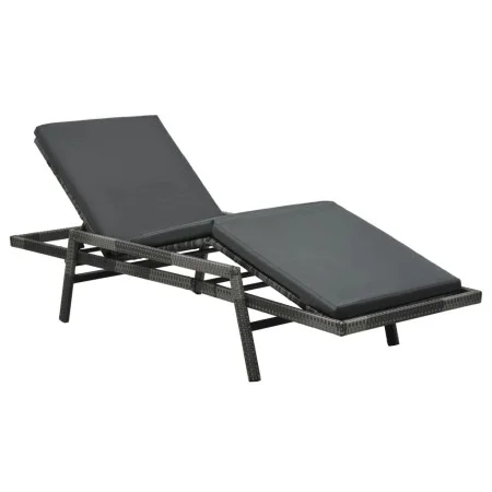 Garden lounger with gray synthetic rattan cushion by vidaXL, Loungers - Ref: Foro24-48147, Price: 159,57 €, Discount: %