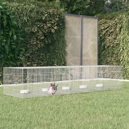 Jaula para conejos 5 paneles hierro galvanizado 273x79x54 cm by vidaXL, Cages and habitats for small animals - Ref: Foro24-17...