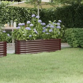 Blumenbeet-Pflanzkasten aus Stahl mit brauner Pulverbeschichtung, 152x40x36 cm. von vidaXL, Töpfe und Pflanzgefäße - Ref: For...