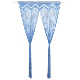 Makramee-Vorhang aus blauer Baumwolle 140x240 cm von vidaXL, Vorhänge und Gardinen - Ref: Foro24-323986, Preis: 42,56 €, Raba...