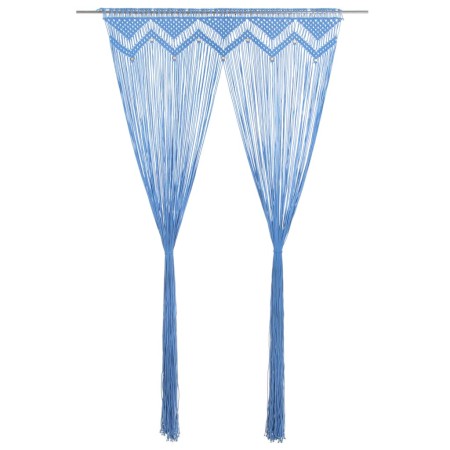 Cortina de macramé algodón azul 140x240 cm by vidaXL, Curtains and curtains - Ref: Foro24-323986, Price: 42,56 €, Discount: %