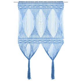 Cortina de macramé algodón azul 140x240 cm by vidaXL, Curtains and curtains - Ref: Foro24-323990, Price: 47,84 €, Discount: %