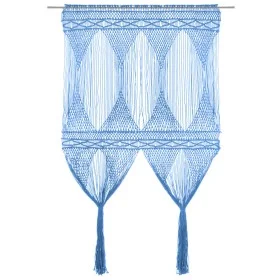 Makramee-Vorhang aus blauer Baumwolle 140x240 cm von vidaXL, Vorhänge und Gardinen - Ref: Foro24-323990, Preis: 47,06 €, Raba...