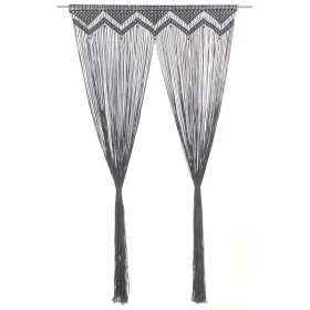 Graue anthrazitfarbene Makramee-Baumwollgardine 140x240 cm von vidaXL, Vorhänge und Gardinen - Ref: Foro24-323992, Preis: 41,...
