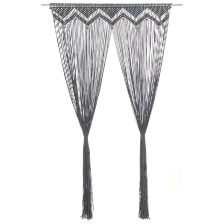 Graue anthrazitfarbene Makramee-Baumwollgardine 140x240 cm von vidaXL, Vorhänge und Gardinen - Ref: Foro24-323992, Preis: 41,...