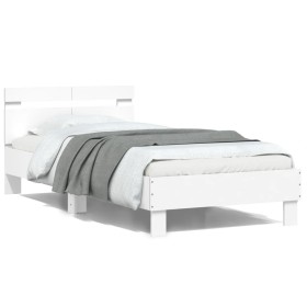 Estructura cama con cabecero madera ingeniería blanco 100x200cm