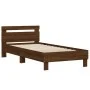 Cama con cabecero madera de ingeniería marrón roble 100x200 cm de vidaXL, Camas y somieres - Ref: Foro24-838532, Precio: 91,5...