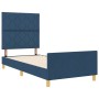 Estructura de cama con cabecera Azul 90 x 200 cm tela