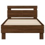 Oak brown engineered wood bed with headboard 100x200 cm by vidaXL, Beds and slatted bases - Ref: Foro24-838532, Price: 92,96 ...