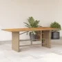 Mesa de jardín superficie de madera ratán PE beige 190x80x74 cm de vidaXL, Mesas de jardín - Ref: Foro24-365311, Precio: 238,...